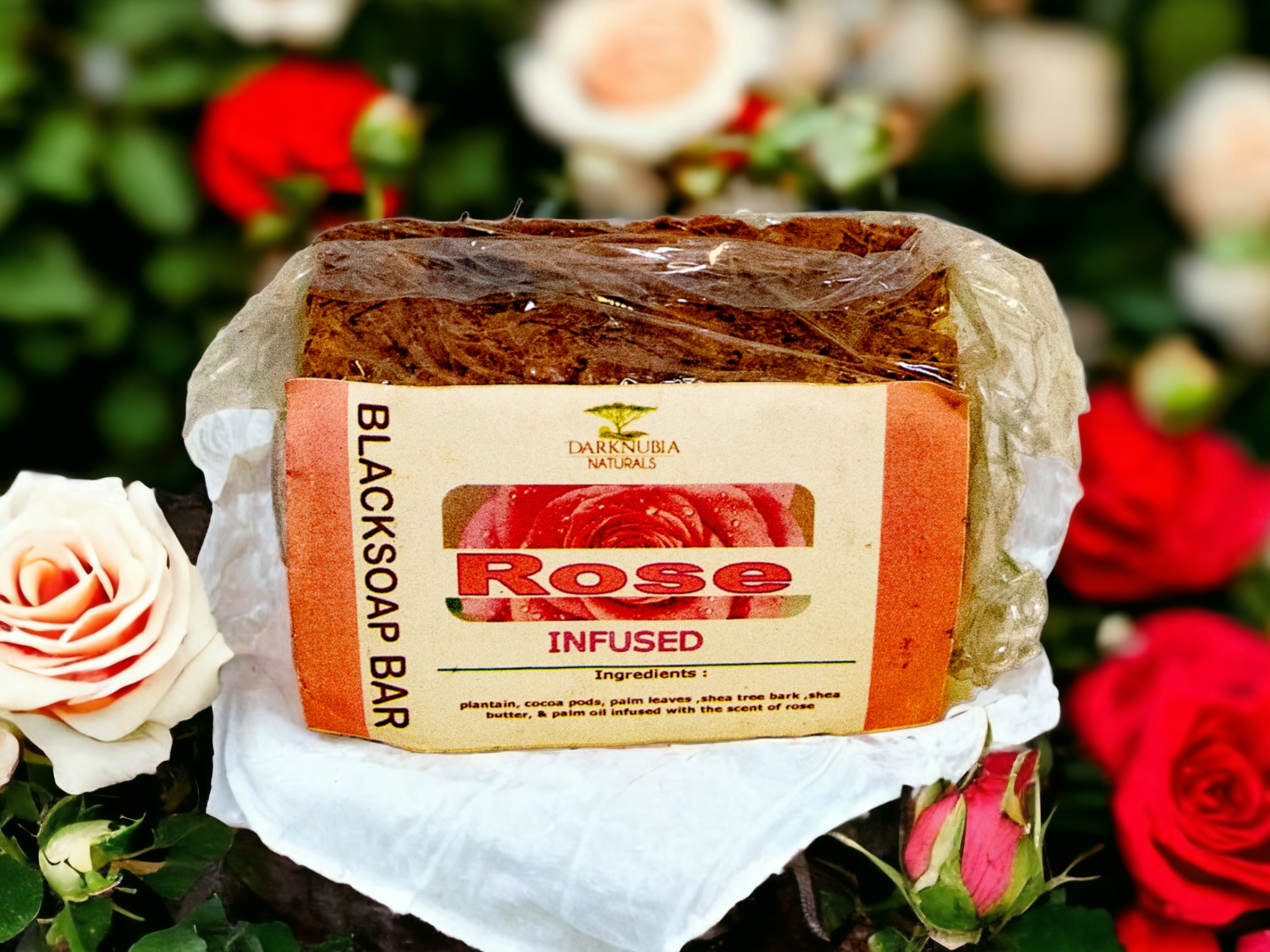 Rose infused blacksoap bar 90g