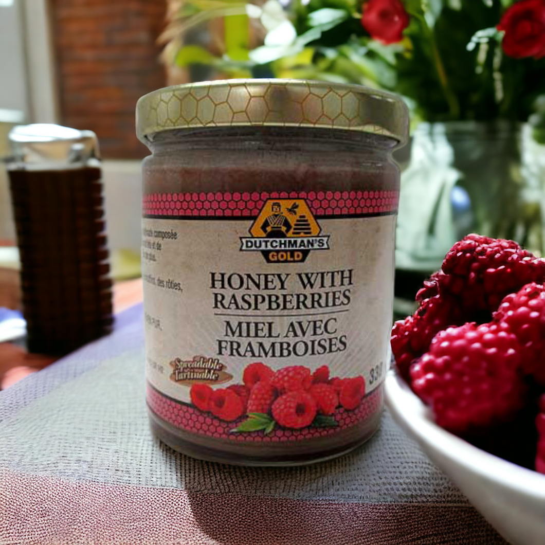 Raw wildflower honey infused with raspberry