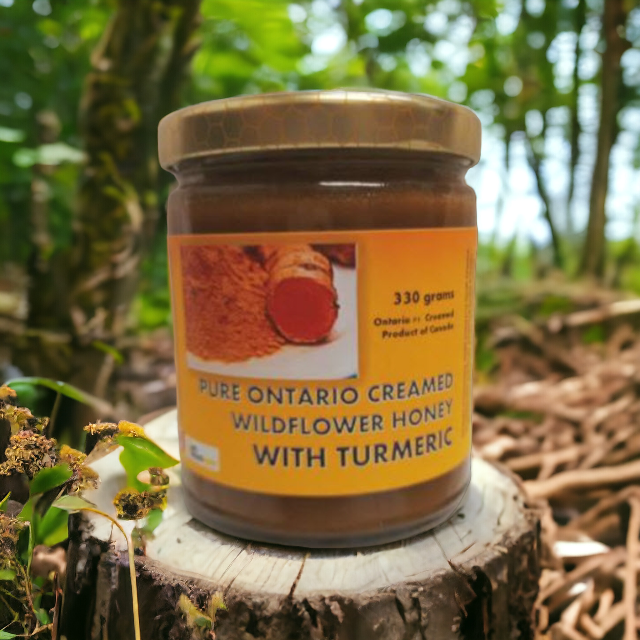 Raw wildflower honey infused with turmeric