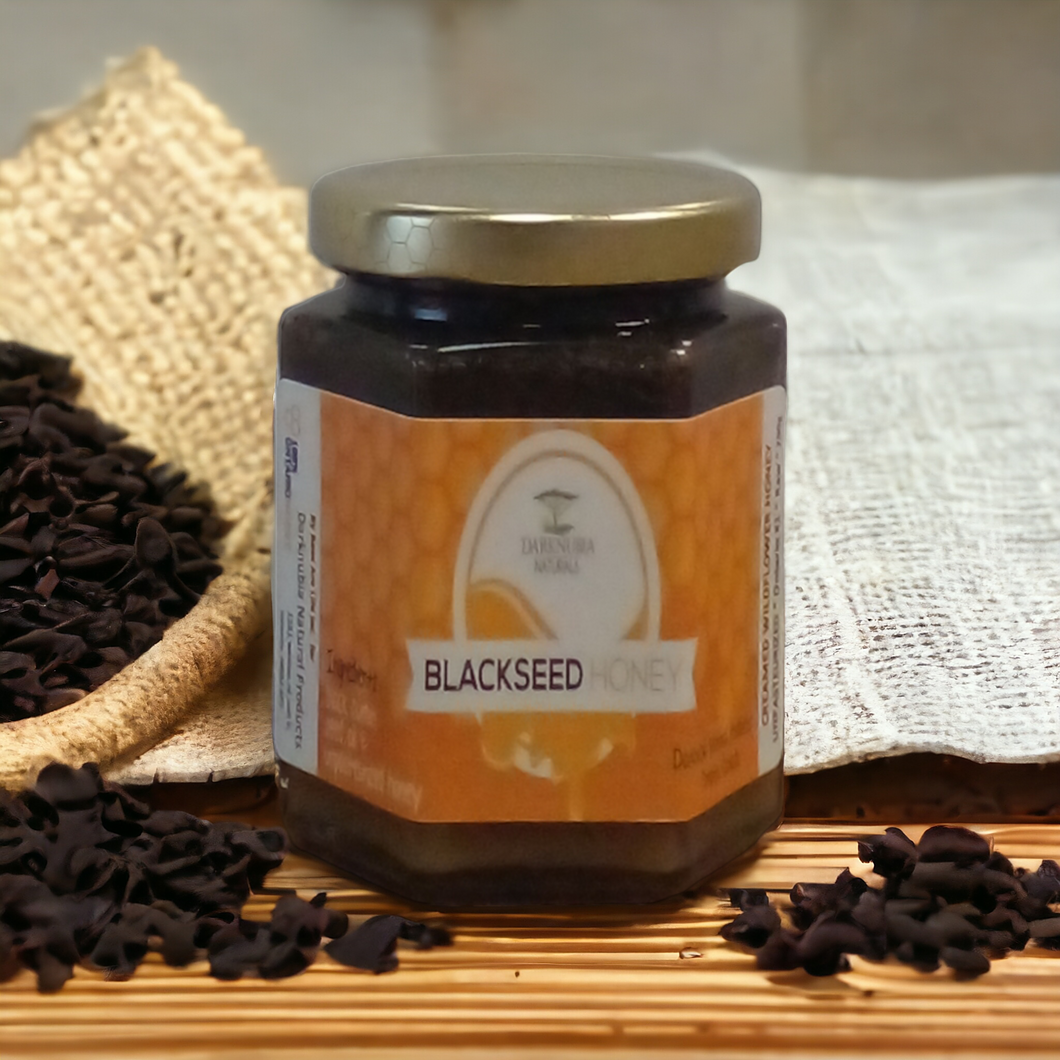 Raw wildflower honey infused with blackseeds