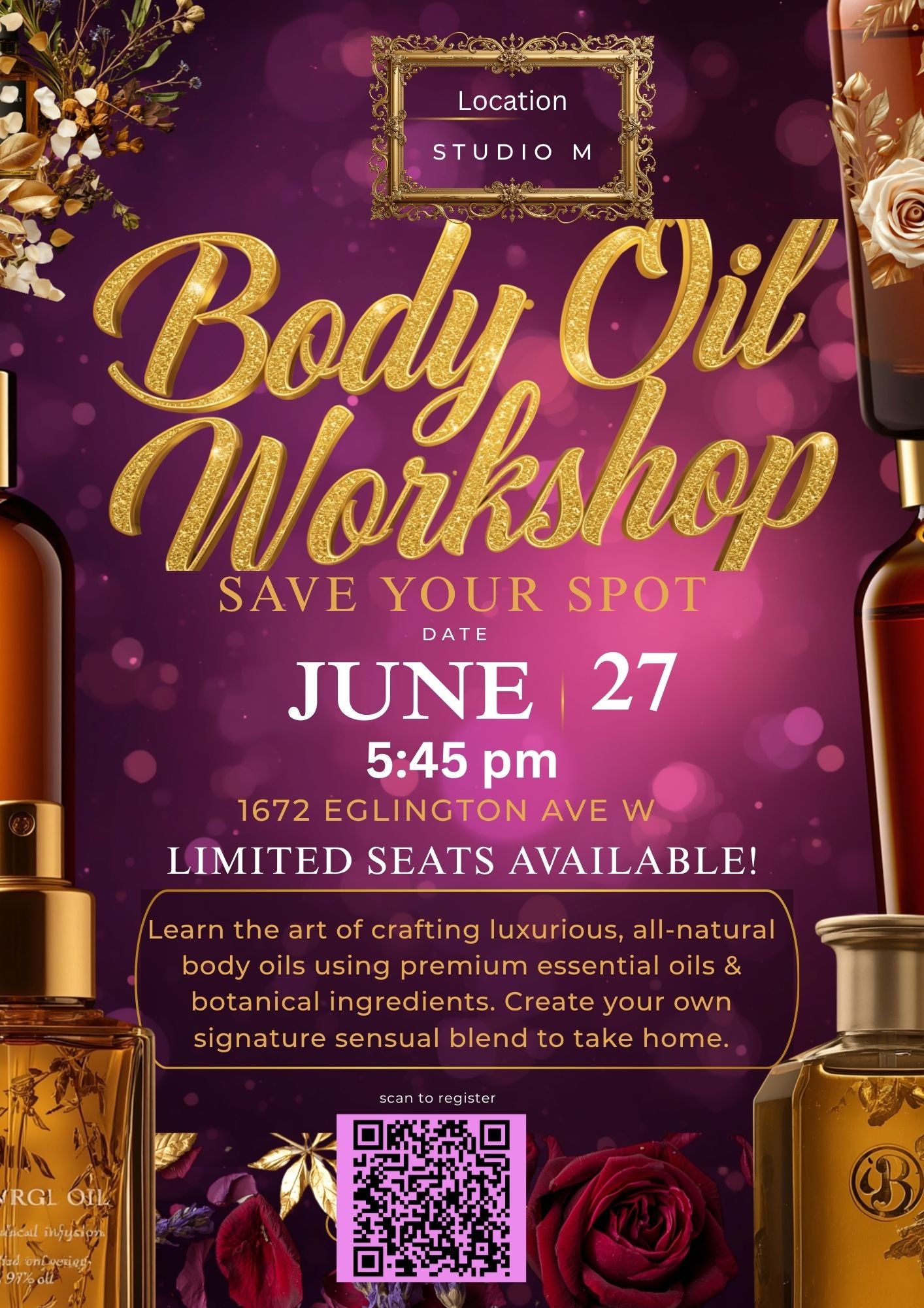 Body oil making workshop