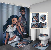 Charger l&#39;image dans la galerie, 4 piece Afro-centric shower curtain set(black couple)
