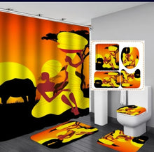 Charger l&#39;image dans la galerie, 4 piece Afro-centric shower curtain set(sunny vibes)