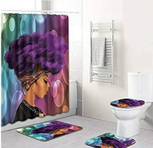 Charger l&#39;image dans la galerie, 4 piece Afro-centric shower curtain set(black woman aura)